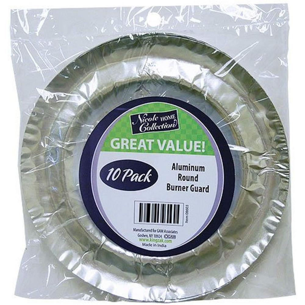 Gas Stove Disposable Burner Liner, Aluminum Foil Burner Cover, Range Guard, 8.375 Inches, Pack of 10 (Square)(Round – 10 pack)