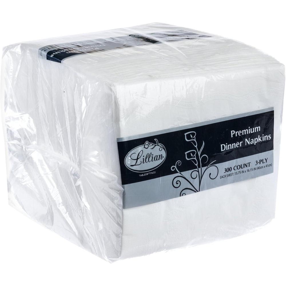 Premium White Napkins, 3 Ply Dinner Napkin Cloth Like | Value Pack 300 Count(300 Count)