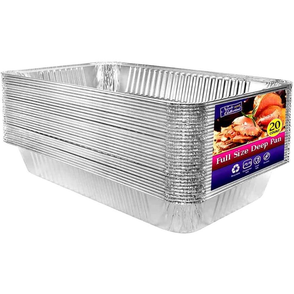 Aluminum Pans Full Size, Large Disposable Roasting & Baking Pan, 21″x13″ Deep Foil Pans (10 Pack) Extra Heavy Duty Chafing Trays for Hotels, Restaurants, Caterers, Steam Table, Buffets & Bakeware(20 pack)