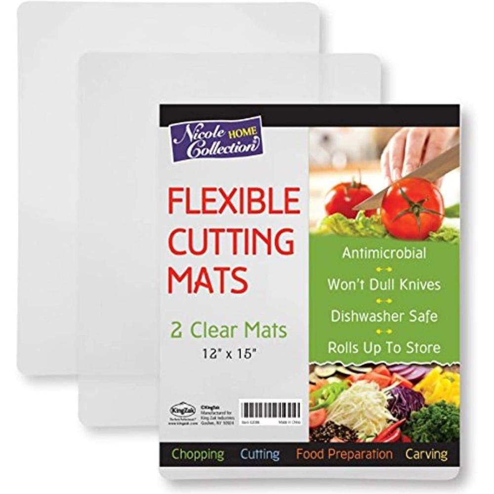 Flexible Plastic Cutting Board Mats set, Clear Kitchen Cutting Board Set of 2 Clear Mats