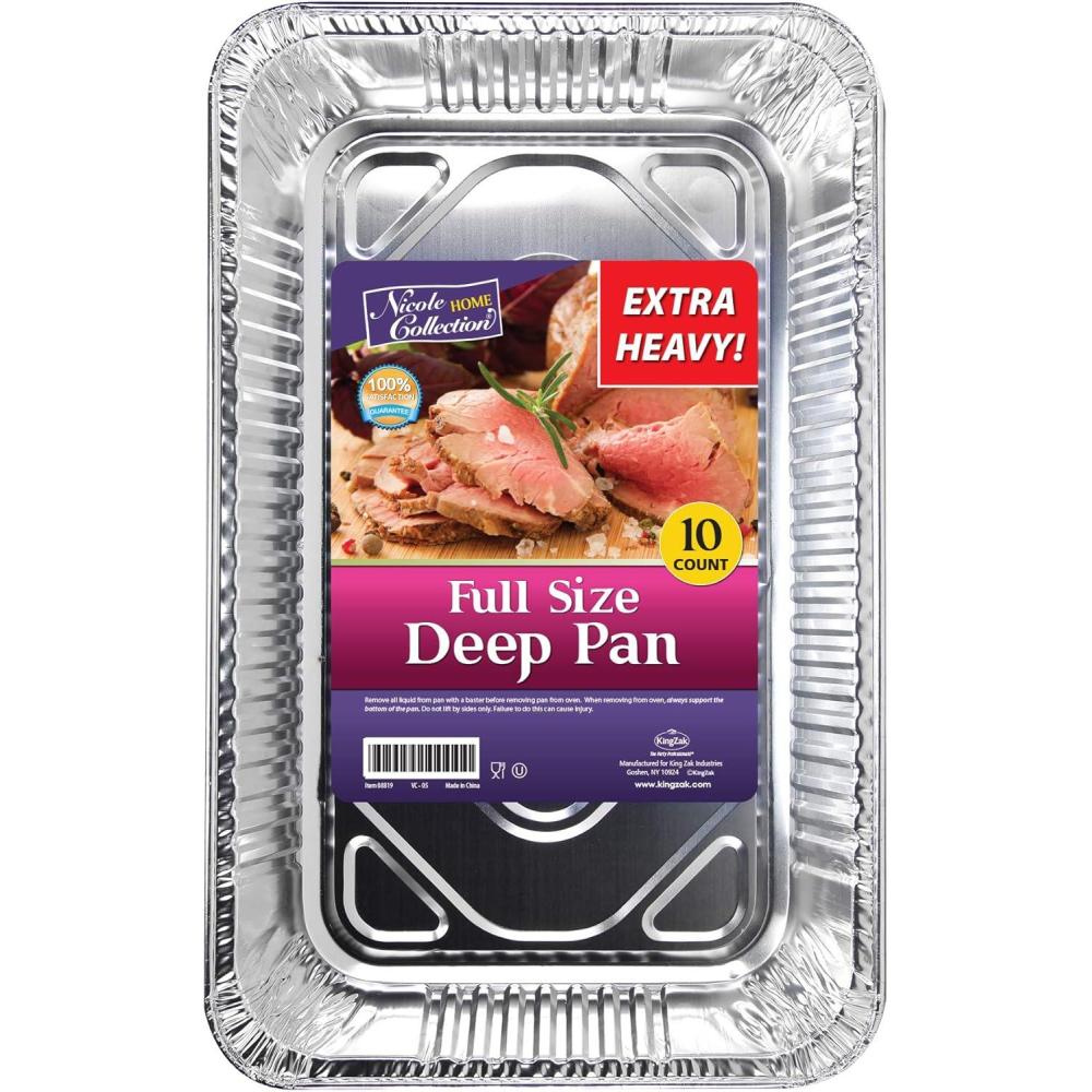 Aluminum Pans Full Size, Large Disposable Roasting & Baking Pan, 21″x13″ Deep Foil Pans (10 Pack) Extra Heavy Duty Chafing Trays for Hotels, Restaurants, Caterers, Steam Table, Buffets & Bakeware(10 pack)