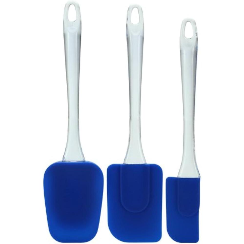 Flexible 3-Piece Silicone Spatula Set, Heat Resistant And BPA Free (Red)(Blue)
