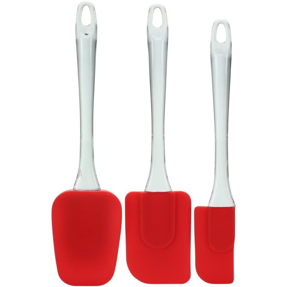 Flexible 3-Piece Silicone Spatula Set, Heat Resistant And BPA Free (Red)(Red)