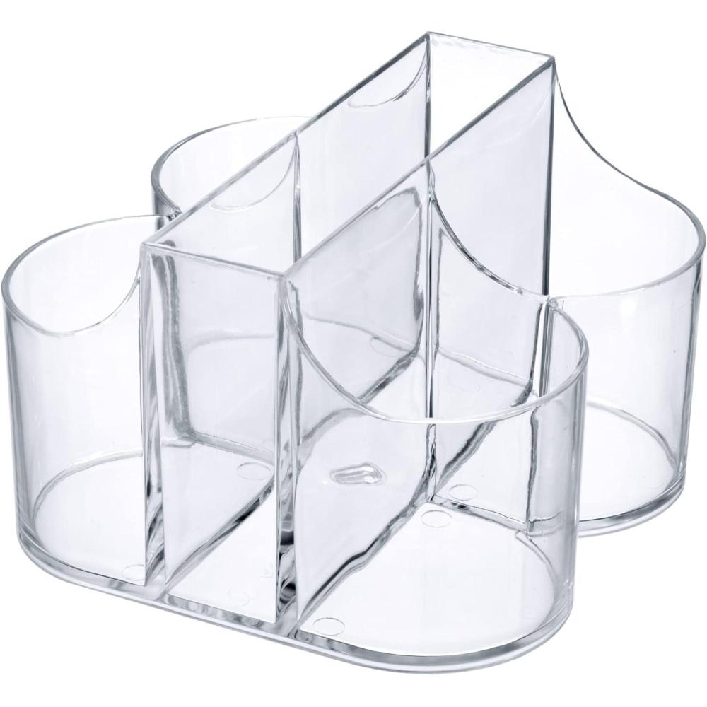 Lillian Tablesettings Cutlery Caddy Organizer 5 Compartment – Silverware Organizer & Napkin Holder – Clear(Caddy)