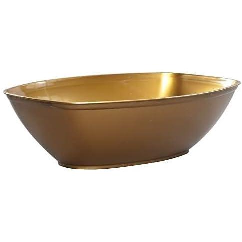 24 Clear Plastic Serving Bowls for Parties | 80oz. | Oval Disposable Serving Bowls | Clear Luau Bowls | Party Snack Bowls | Salad Serving Containers |(Gold)