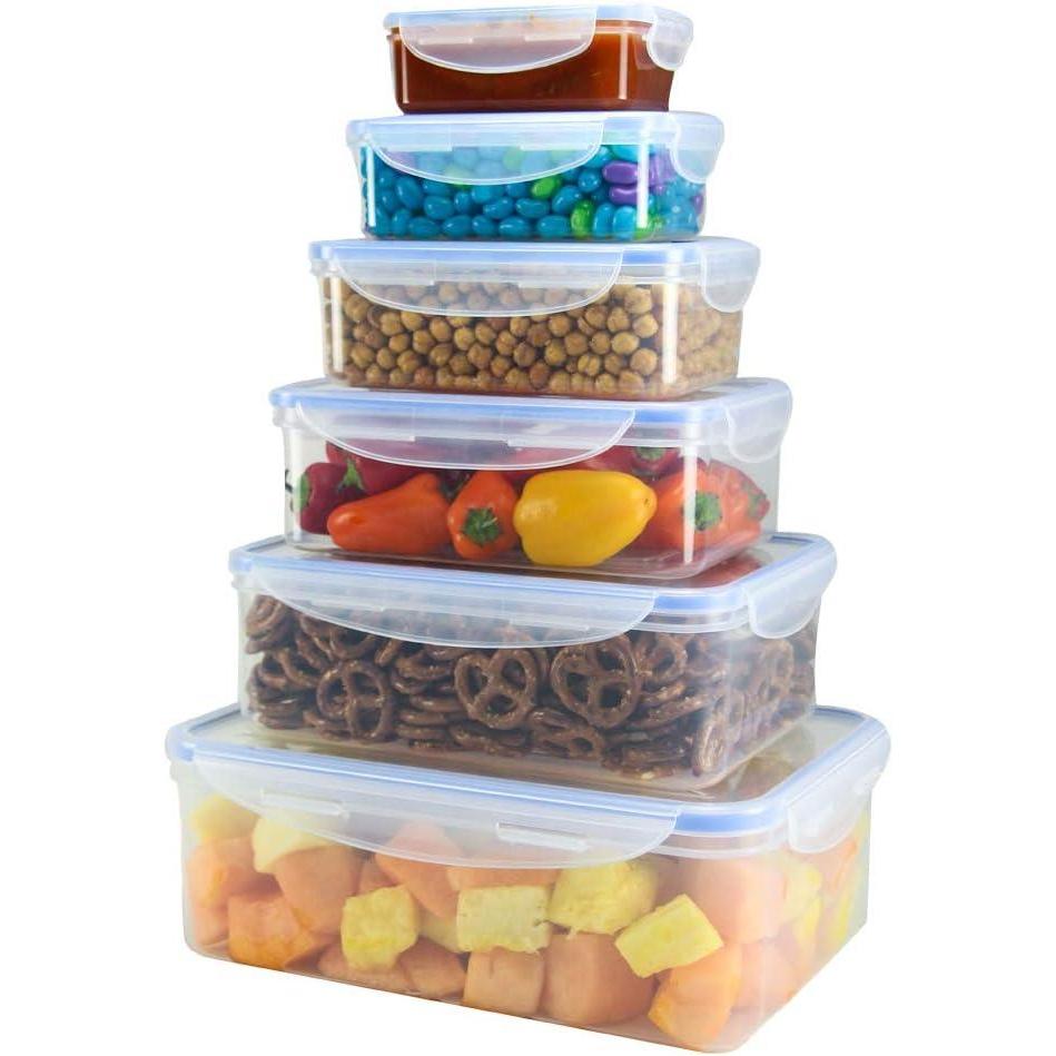 Nicole Home Collection Food Storage Plastic Containers with Locking Lids, Leak Proof, Airtight, Nested, Set Of 6 BPA Free Dishwasher and Freezer Safe