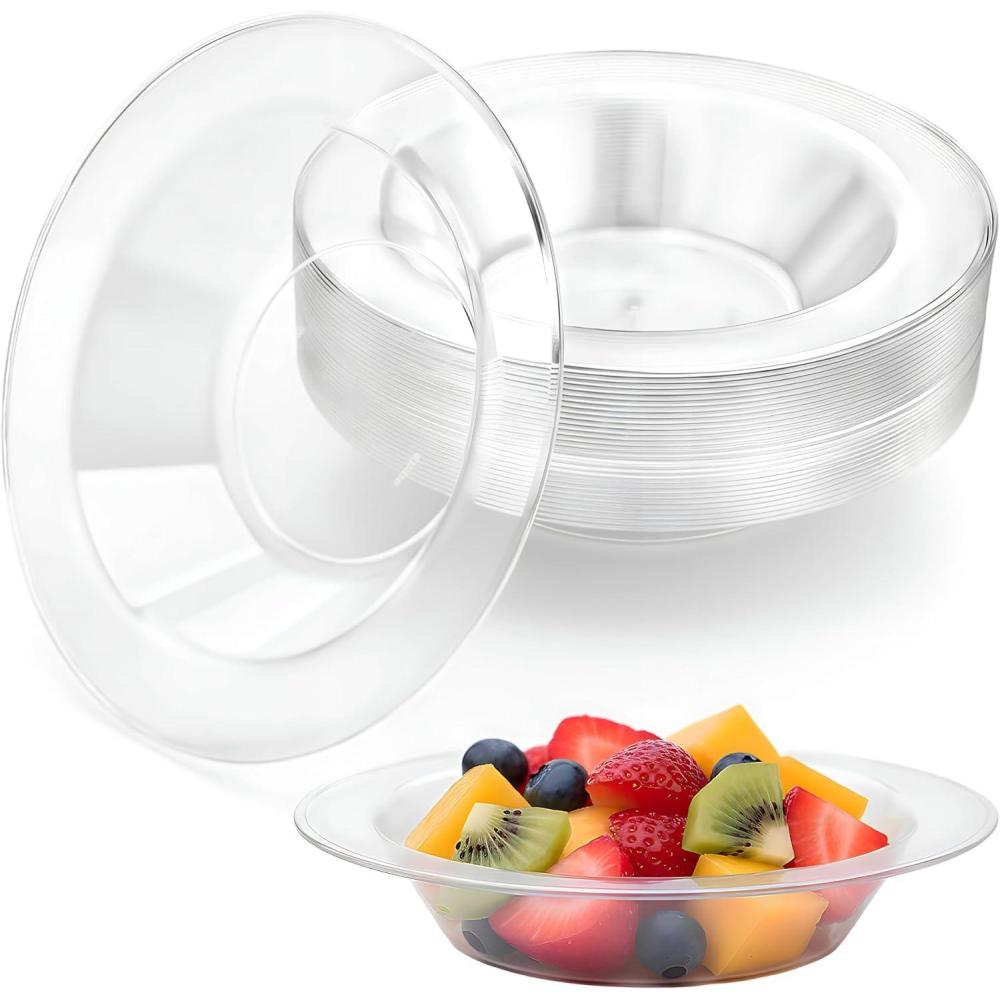 Lillian Tablesettings Premium Quality Heavyweight Plastic Bowls China Like. Wedding and Party Dinnerware Plastic Bowls 14 oz. Clear-Value Pack 30 Count(Clear)