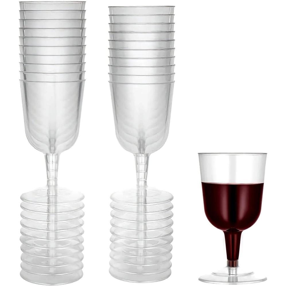 Clear Deluxe Plastic Tulip Wine Goblets – 5oz (Pack Of 20) – Elegant & Reusable Party Wine Glasses – Perfect For Weddings, Parties & Events