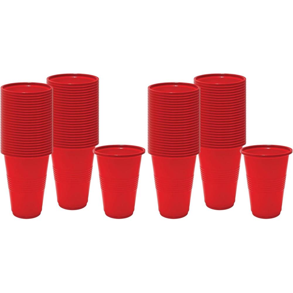 Red Heavy Duty Disposable Plastic Cups – 16oz, 50 Pieces – Ideal for Parties, Weddings & Family Events(16 Ounces (Pack of 2))