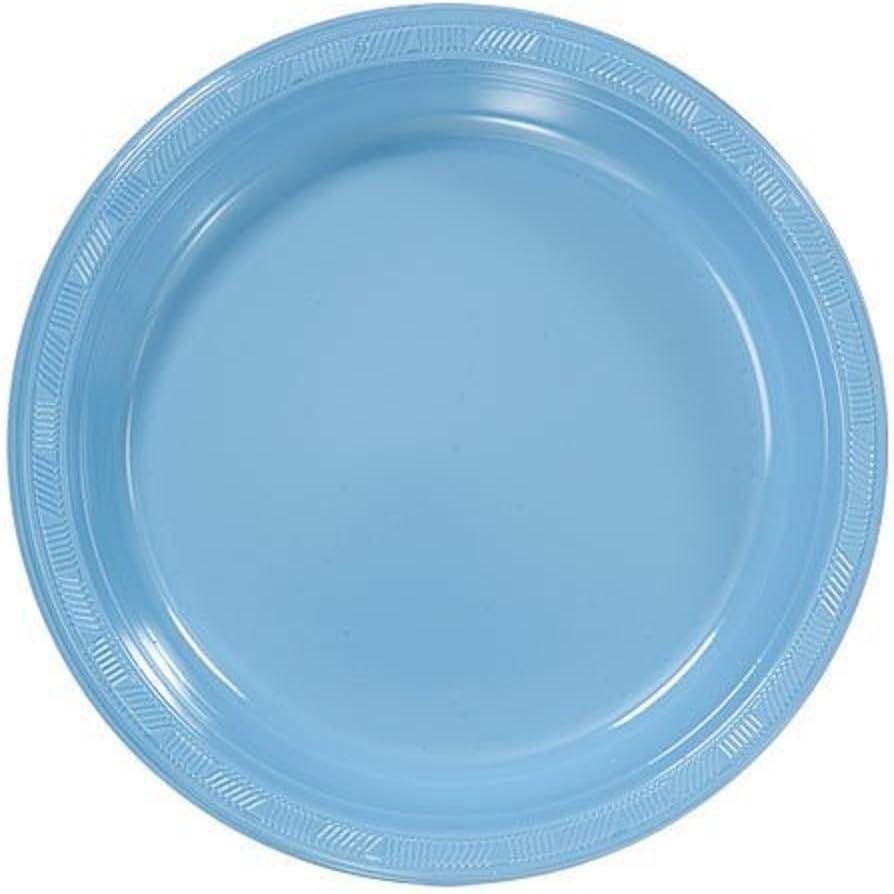 Light Blue Solid Color Plastic Premium Heavy Weight Dinner Plate (9″) 50 Count – Elegant & Durable, Perfect for Parties, Weddings & Everyday Use