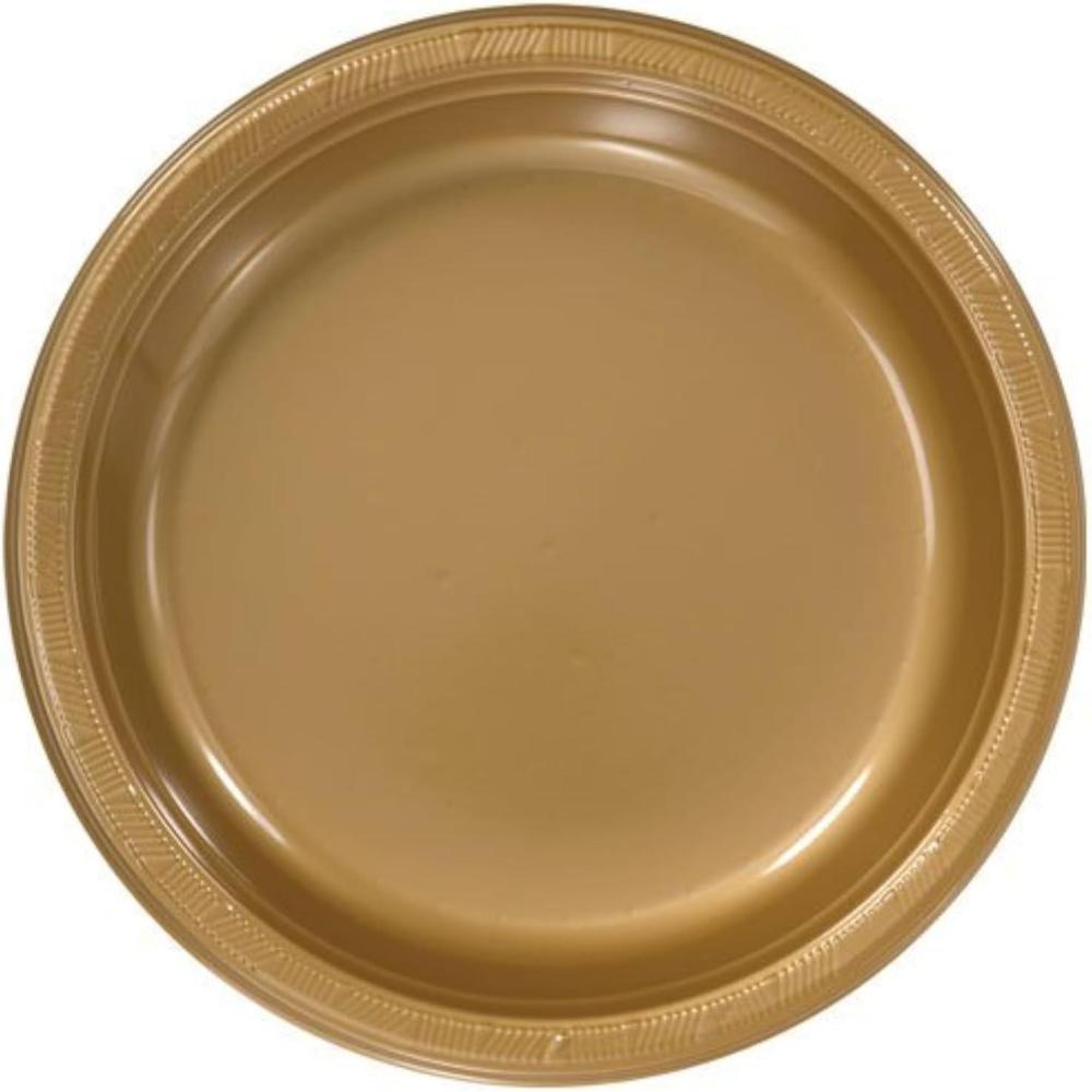 Hanna K. Signature Collection 50 Count Plastic Plate, 10-Inch, Gold(Gold)