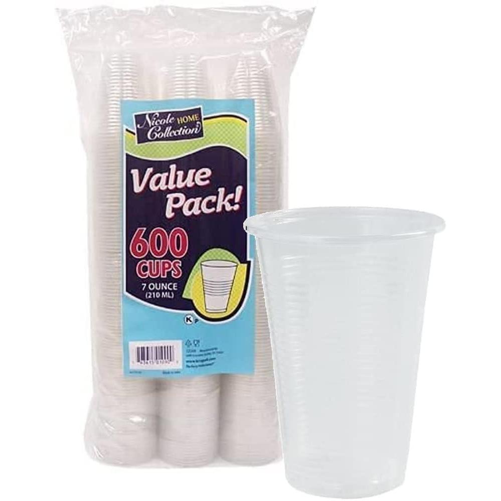 Nicole Home Collection Plastic 7 oz. | Clear | Pack of 600 Drinking Cup, 7 oz-600(7 Ounces)