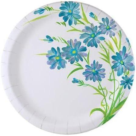Nicole Home Collection 9″ Disposable Paper Plates | Premium Quality | 576 Count | Blue Flowers