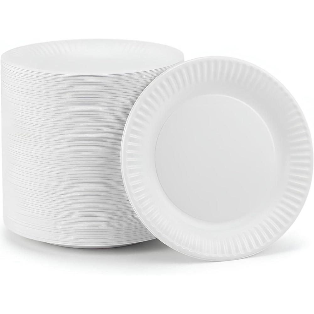 Nicole Home Collection Everyday Dinnerware Paper Plate, 9-Inch (100 count)(6 Inch – 80 Pack)