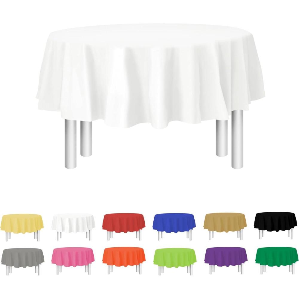 Yellow Disposable Plastic Tablecloth for Rectangle Tables (12 Pack) Premium Decorative Table Cloth for Parties, Events & Weddings, Indoors & Outdoors, 54 x 108 inches, Plastic Table Cover(White)