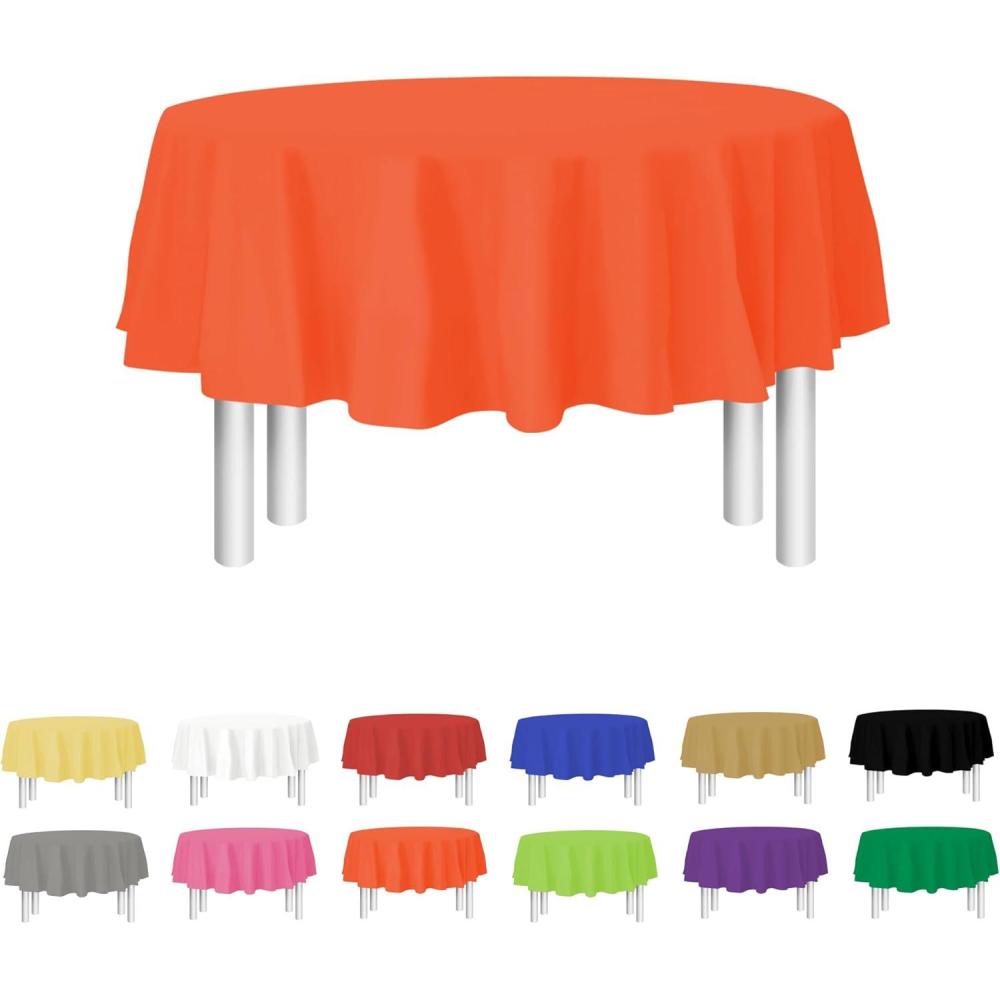 Yellow Disposable Plastic Tablecloth for Rectangle Tables (12 Pack) Premium Decorative Table Cloth for Parties, Events & Weddings, Indoors & Outdoors, 54 x 108 inches, Plastic Table Cover(Orange)