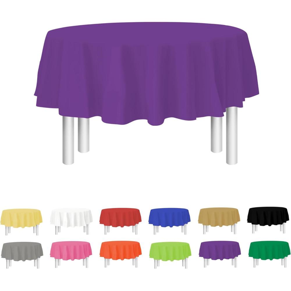 Yellow Disposable Plastic Tablecloth for Rectangle Tables (12 Pack) Premium Decorative Table Cloth for Parties, Events & Weddings, Indoors & Outdoors, 54 x 108 inches, Plastic Table Cover(Purple)