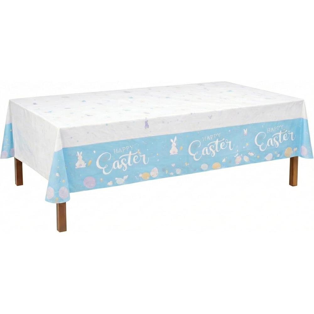 Yellow Disposable Plastic Tablecloth for Rectangle Tables (12 Pack) Premium Decorative Table Cloth for Parties, Events & Weddings, Indoors & Outdoors, 54 x 108 inches, Plastic Table Cover(White & Sky Blue)