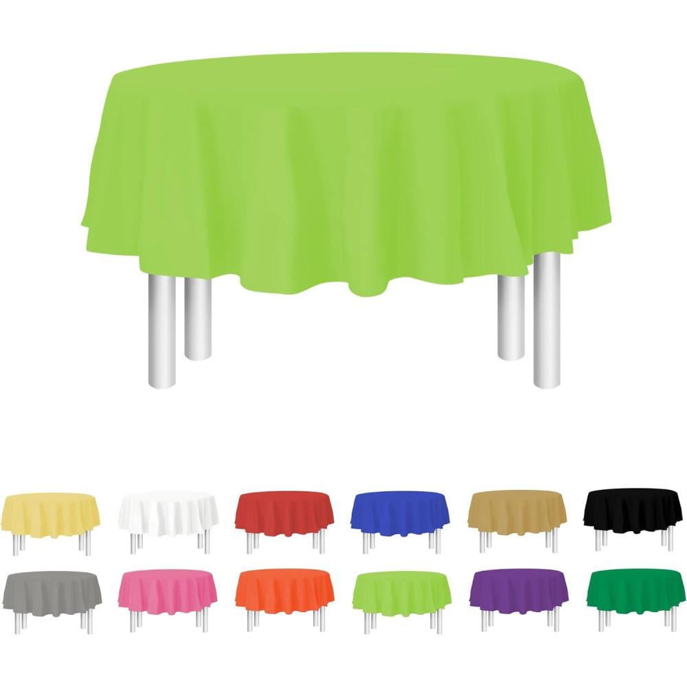 Yellow Disposable Plastic Tablecloth for Rectangle Tables (12 Pack) Premium Decorative Table Cloth for Parties, Events & Weddings, Indoors & Outdoors, 54 x 108 inches, Plastic Table Cover(Lime Green)