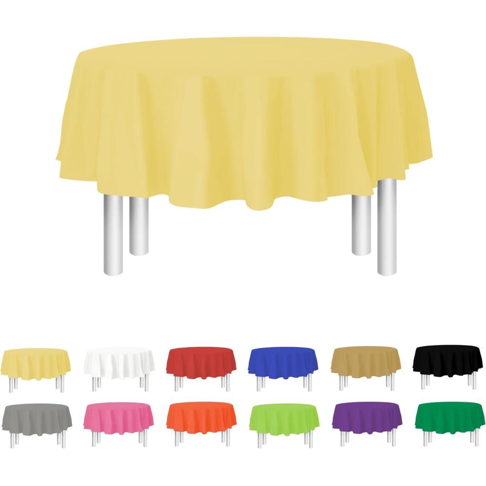 Yellow Disposable Plastic Tablecloth for Rectangle Tables (12 Pack) Premium Decorative Table Cloth for Parties, Events & Weddings, Indoors & Outdoors, 54 x 108 inches, Plastic Table Cover(Yellow)