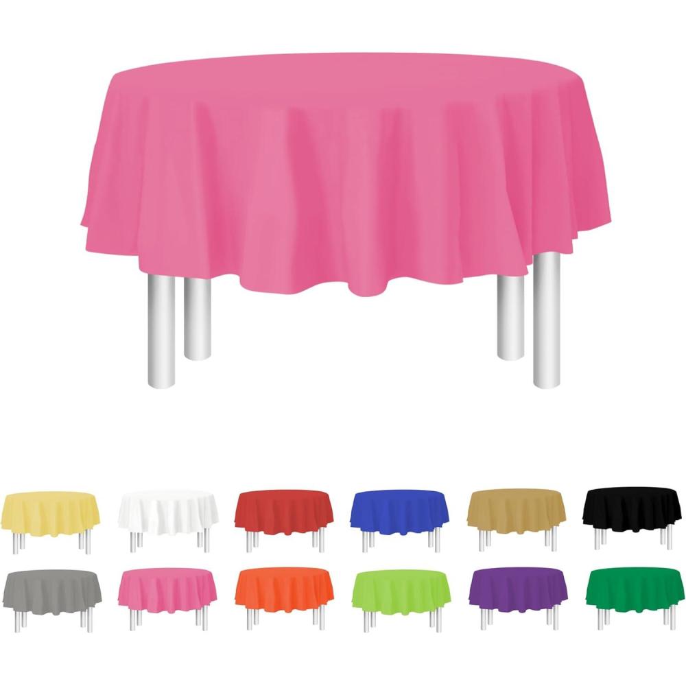 Yellow Disposable Plastic Tablecloth for Rectangle Tables (12 Pack) Premium Decorative Table Cloth for Parties, Events & Weddings, Indoors & Outdoors, 54 x 108 inches, Plastic Table Cover(Pink)