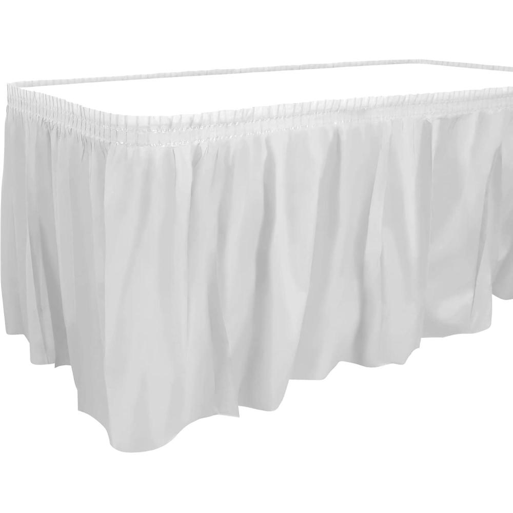 Party Dimensions Plastic Table Skirt, 29-Inches by 14-Feet – White – 1 Pack(White)