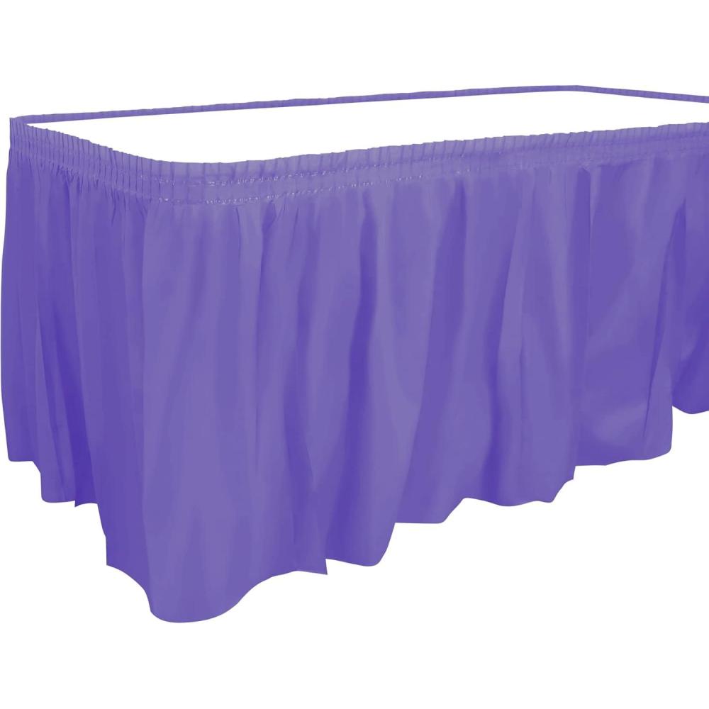 Party Dimensions Plastic Table Skirt, 29-Inches by 14-Feet – White – 1 Pack(Purple)