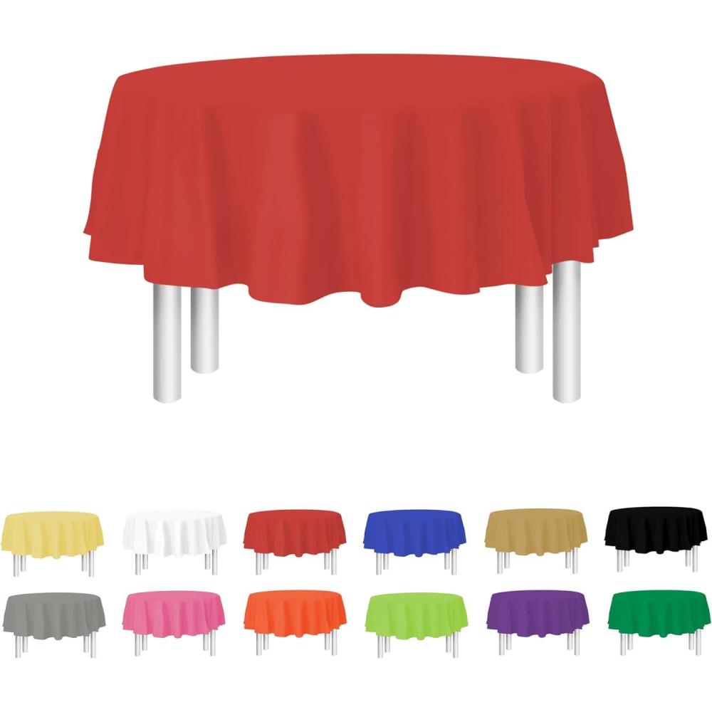 Yellow Disposable Plastic Tablecloth for Rectangle Tables (12 Pack) Premium Decorative Table Cloth for Parties, Events & Weddings, Indoors & Outdoors, 54 x 108 inches, Plastic Table Cover(Red)
