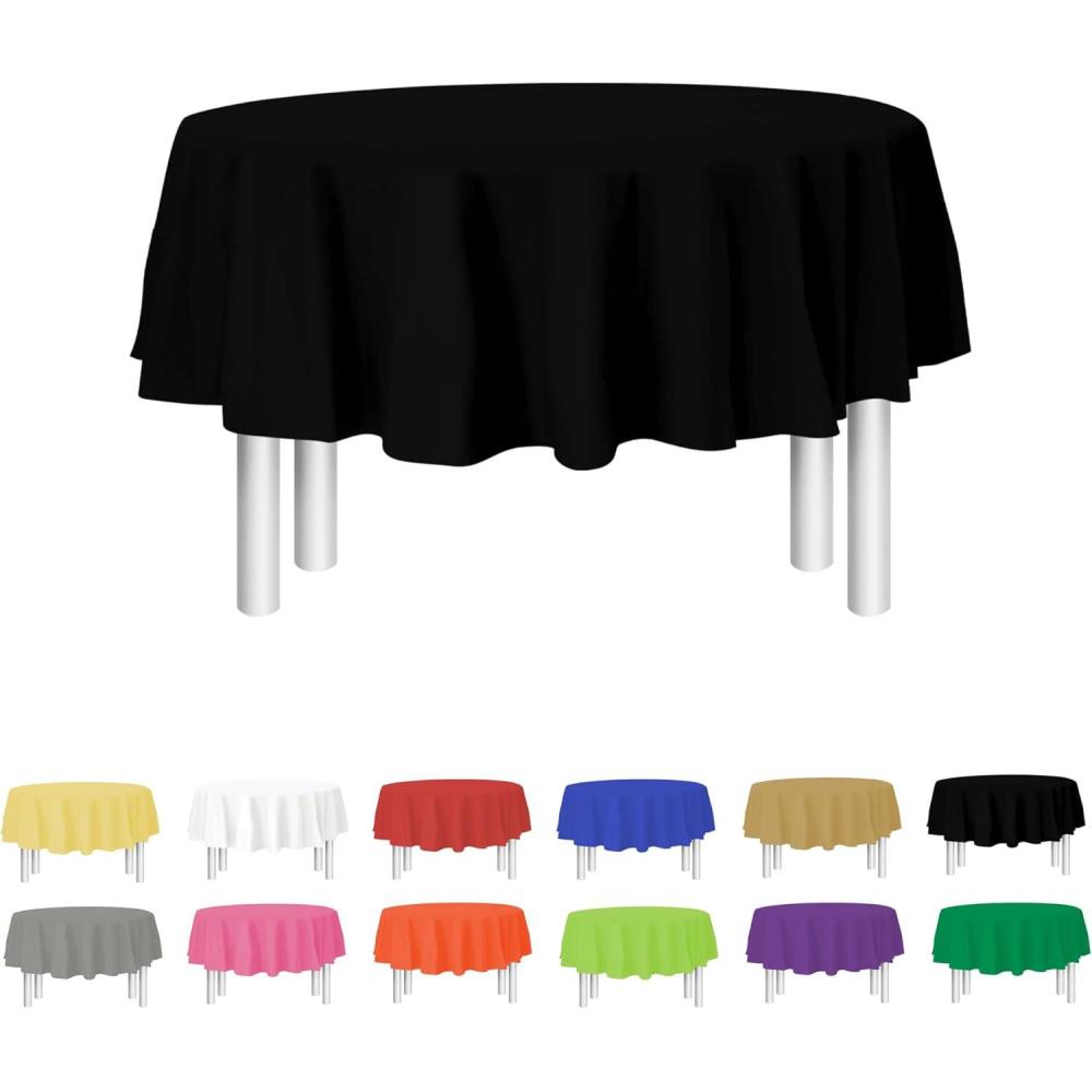 Yellow Disposable Plastic Tablecloth for Rectangle Tables (12 Pack) Premium Decorative Table Cloth for Parties, Events & Weddings, Indoors & Outdoors, 54 x 108 inches, Plastic Table Cover(Black)