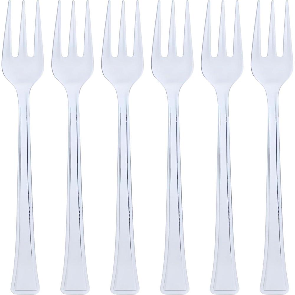 Lillian Tablesettings Mini Spoon | Clear | Pack of 48 Plastic Serve-ware, 48 Count (Forks)(Forks)