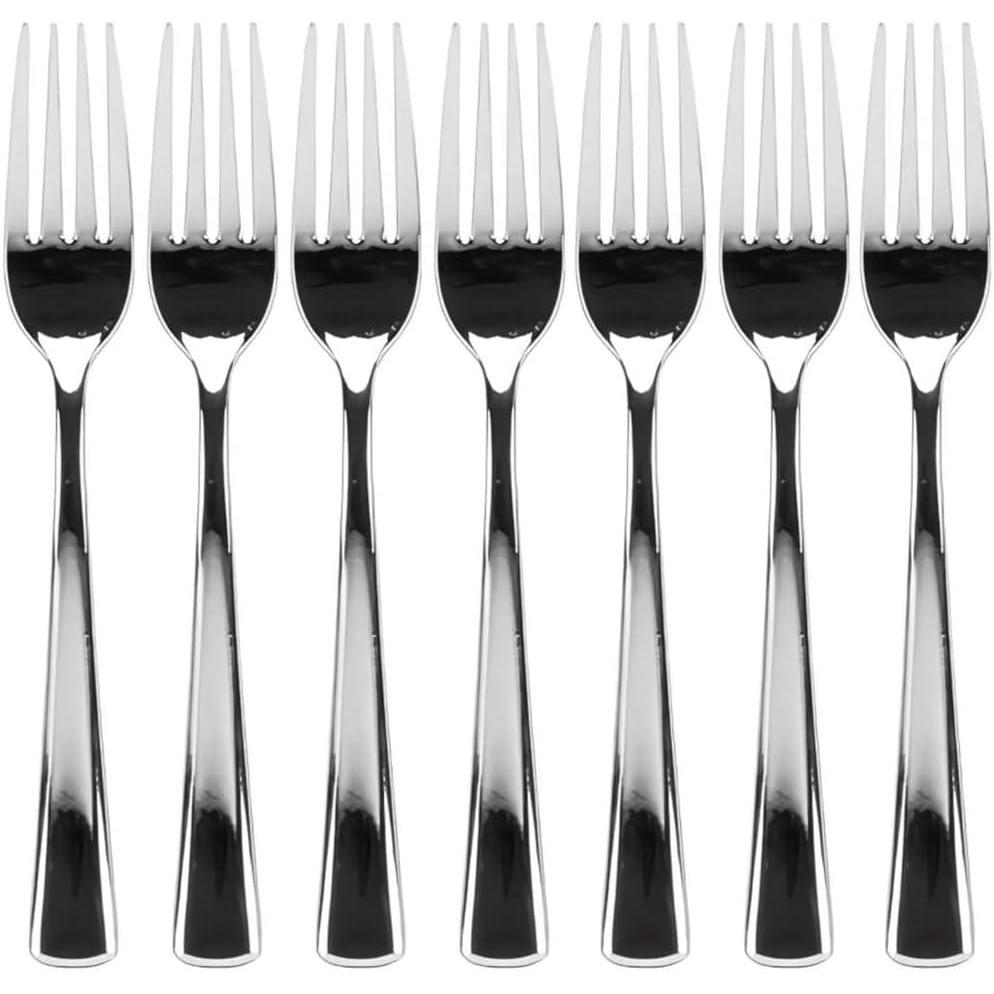 Plastic Cutlery Silverware Extra Heavyweight Disposable Flatware, Full Size Plastic Forks Like Silver 24 Pack