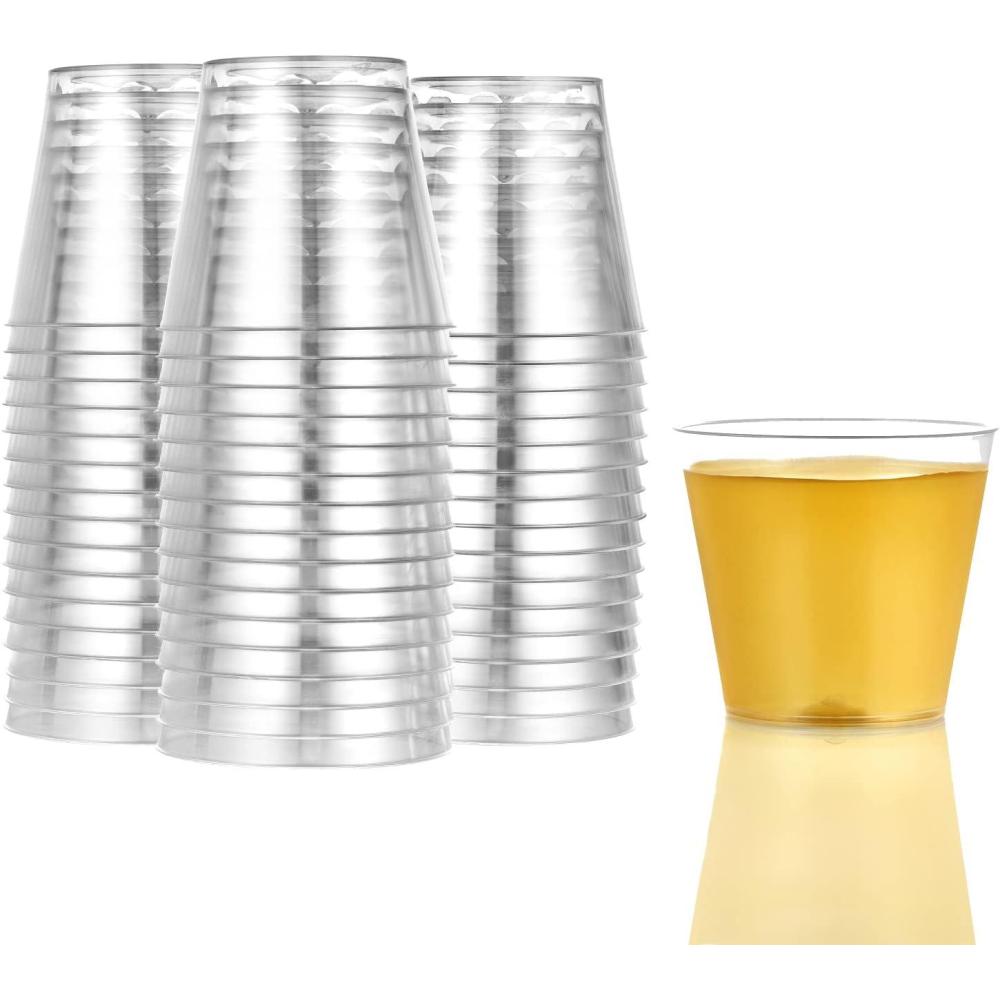 Hanna K. Signature 200 Count Shot Glasses Premium Clear Hard Plastic 1oz Disposable Cups, Ideal for Jello Shots, Wine Tasting, Condiments, Sauce, Dipping, Samples(2 oz – 100 count)
