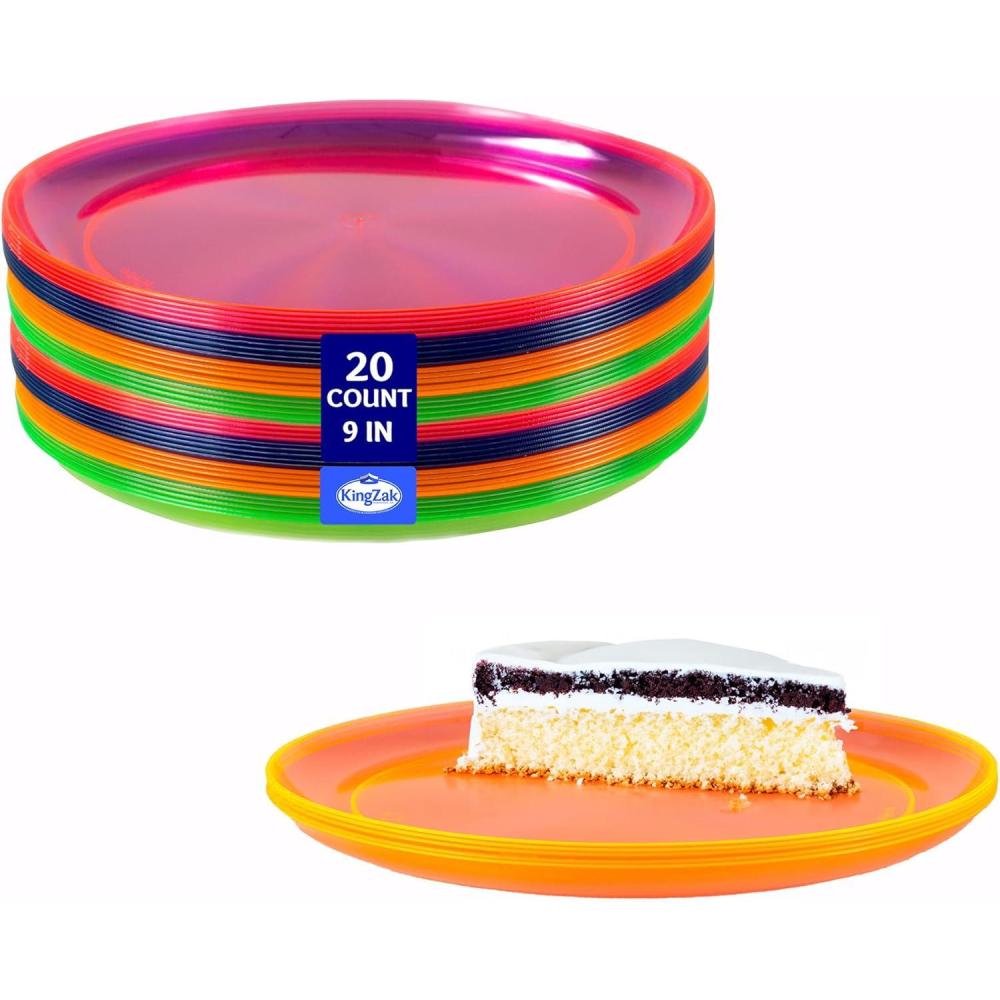 Party Dimensions Neon 12 Count Plastic Margarita Cup, 12-Ounce(9″ Plates)
