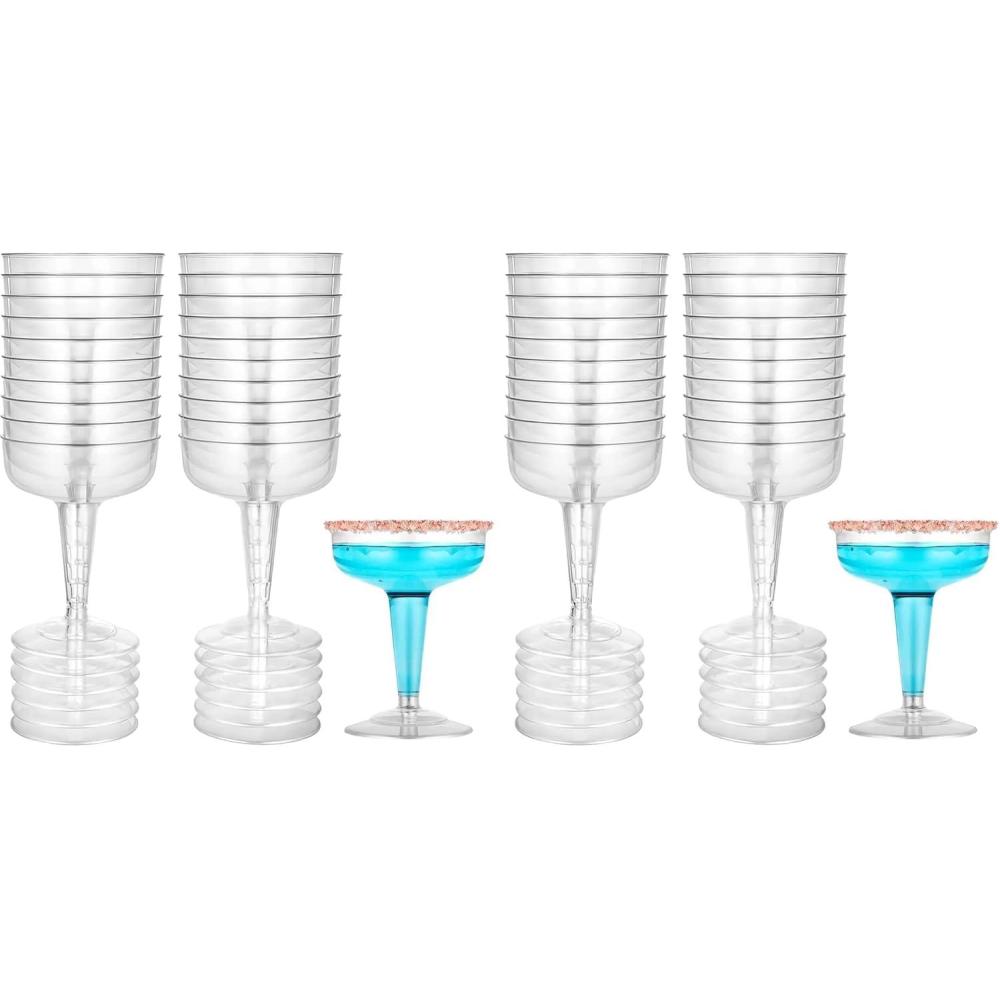 Elegant Clear Deluxe Plastic Champagne Cups – 4oz (Packs of 20) – Durable & Stylish – Perfect for Weddings, Parties, and Special Events(4 Ounces (Pack of 2))