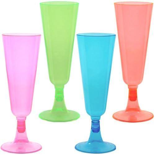 Party Dimensions Neon Mix Champagne Cup-5oz | Assorted Tints | Pack of 20 Plastic Champ Cups, 5 oz, Pink, Blue, Green, Orange